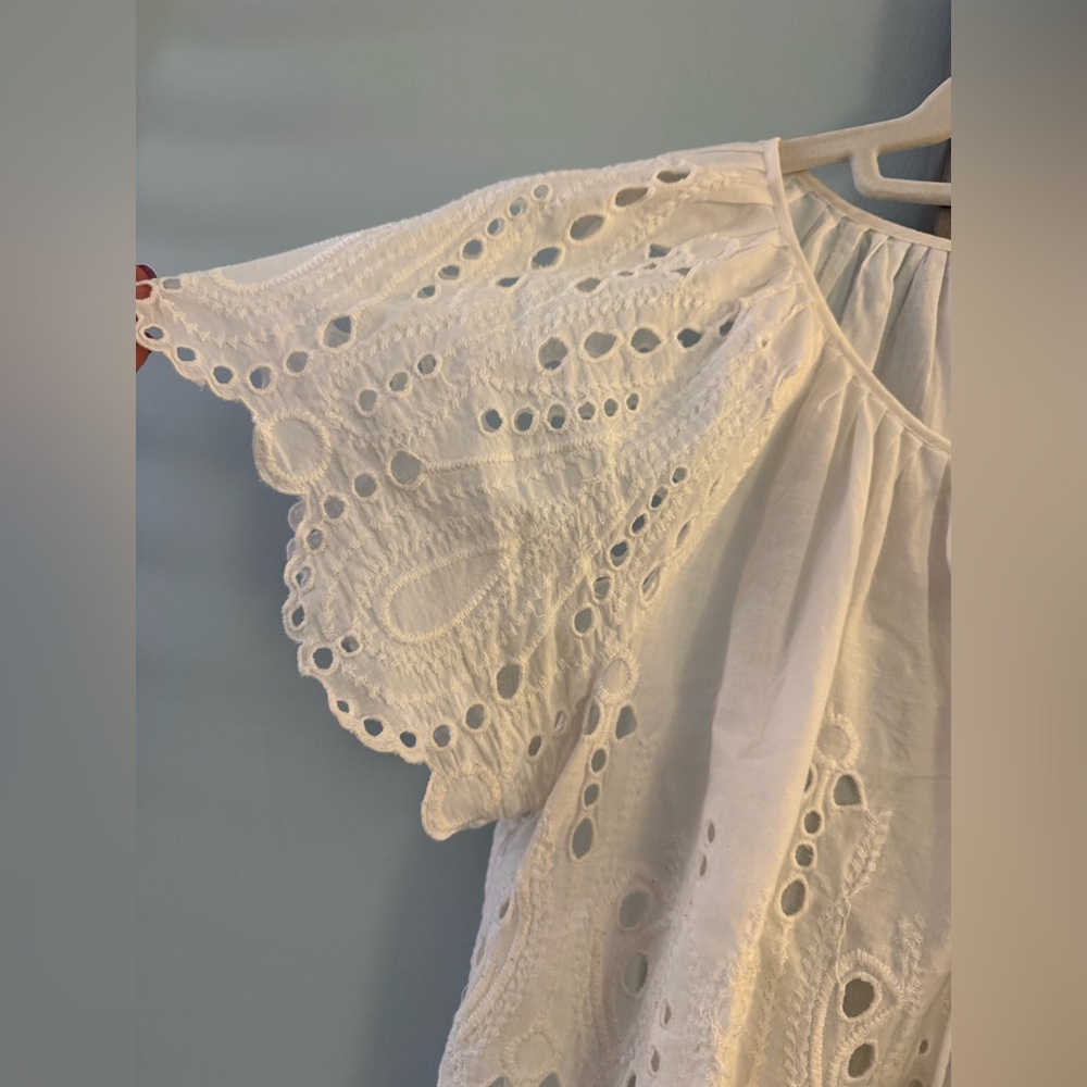 MICHAEL KORS White Cotton Short Sleeve Eyelet Lace Peasant Blouse
Top Size P/M - Picture 6 of 16